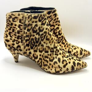 Sam Edelman Kinzey Women's 8.5 Leopard Calf Hair Kitten Heel Booties Ankle Boots